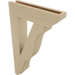 Ekena Millwork - BKTUR035X16X28FST06RCPR - Timberthane Faux Wood Funston Style Bracket, Slat Ends, 3 1/2"W x 16"D x 28"H, Primed Tan