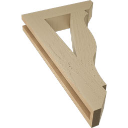 Ekena Millwork - BKTUR035X16X28FST06RCPR - Timberthane Faux Wood Funston Style Bracket, Slat Ends, 3 1/2"W x 16"D x 28"H, Primed Tan
