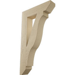 Ekena Millwork - BKTUR035X16X28FST06RCPR - Timberthane Faux Wood Funston Style Bracket, Slat Ends, 3 1/2"W x 16"D x 28"H, Primed Tan