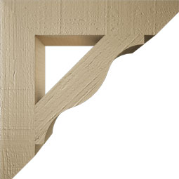 Ekena Millwork - BKTUR035X18X18FST06RCPR - Timberthane Faux Wood Funston Style Bracket, Slat Ends, 3 1/2"W x 18"D x 18"H, Primed Tan