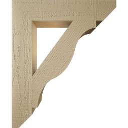 Ekena Millwork - BKTUR035X18X22FST06RCPR - Timberthane Faux Wood Funston Style Bracket, Slat Ends, 3 1/2"W x 18"D x 22"H, Primed Tan