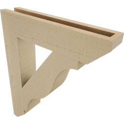 Ekena Millwork - BKTUR035X18X22FST06RCPR - Timberthane Faux Wood Funston Style Bracket, Slat Ends, 3 1/2"W x 18"D x 22"H, Primed Tan