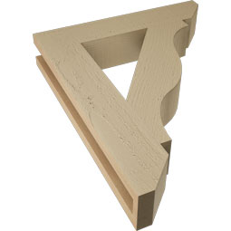 Ekena Millwork - BKTUR035X18X22FST06RCPR - Timberthane Faux Wood Funston Style Bracket, Slat Ends, 3 1/2"W x 18"D x 22"H, Primed Tan