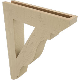 Ekena Millwork - BKTUR035X18X26FST06RCPR - Timberthane Faux Wood Funston Style Bracket, Slat Ends, 3 1/2"W x 18"D x 26"H, Primed Tan