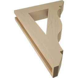 Ekena Millwork - BKTUR035X18X26FST06RCPR - Timberthane Faux Wood Funston Style Bracket, Slat Ends, 3 1/2"W x 18"D x 26"H, Primed Tan