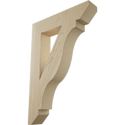 Ekena Millwork - BKTUR035X18X26FST06RCPR - Timberthane Faux Wood Funston Style Bracket, Slat Ends, 3 1/2"W x 18"D x 26"H, Primed Tan
