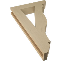 Ekena Millwork - BKTUR035X18X30FST06RCPR - Timberthane Faux Wood Funston Style Bracket, Slat Ends, 3 1/2"W x 18"D x 30"H, Primed Tan
