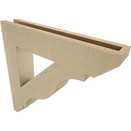 Ekena Millwork - BKTUR035X20X20FST06RCPR - Timberthane Faux Wood Funston Style Bracket, Slat Ends, 3 1/2"W x 20"D x 20"H, Primed Tan