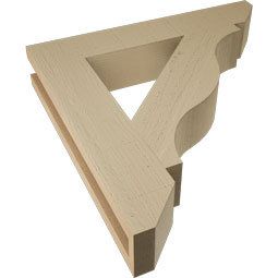 Ekena Millwork - BKTUR035X20X20FST06RCPR - Timberthane Faux Wood Funston Style Bracket, Slat Ends, 3 1/2"W x 20"D x 20"H, Primed Tan