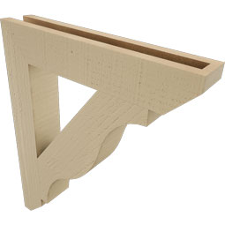 Ekena Millwork - BKTUR035X20X24FST06RCPR - Timberthane Faux Wood Funston Style Bracket, Slat Ends, 3 1/2"W x 20"D x 24"H, Primed Tan