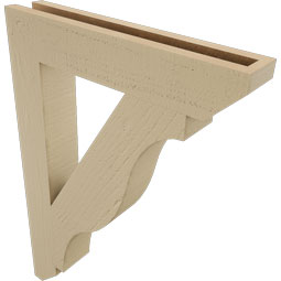 Ekena Millwork - BKTUR035X20X28FST06RCPR - Timberthane Faux Wood Funston Style Bracket, Slat Ends, 3 1/2"W x 20"D x 28"H, Primed Tan