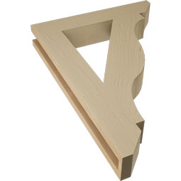 Ekena Millwork - BKTUR035X20X28FST06RCPR - Timberthane Faux Wood Funston Style Bracket, Slat Ends, 3 1/2"W x 20"D x 28"H, Primed Tan