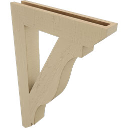 Ekena Millwork - BKTUR035X20X32FST06RCPR - Timberthane Faux Wood Funston Style Bracket, Slat Ends, 3 1/2"W x 20"D x 32"H, Primed Tan