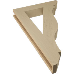 Ekena Millwork - BKTUR035X20X32FST06RCPR - Timberthane Faux Wood Funston Style Bracket, Slat Ends, 3 1/2"W x 20"D x 32"H, Primed Tan