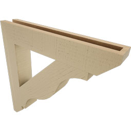 Ekena Millwork - BKTUR035X22X22FST06RCPR - Timberthane Faux Wood Funston Style Bracket, Slat Ends, 3 1/2"W x 22"D x 22"H, Primed Tan