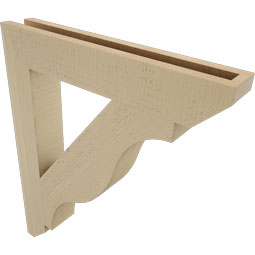 Ekena Millwork - BKTUR035X22X26FST06RCPR - Timberthane Faux Wood Funston Style Bracket, Slat Ends, 3 1/2"W x 22"D x 26"H, Primed Tan