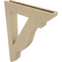 Ekena Millwork - BKTUR035X22X34FST06RCPR - Timberthane Faux Wood Funston Style Bracket, Slat Ends, 3 1/2"W x 22"D x 34"H, Primed Tan