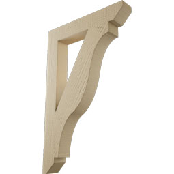 Ekena Millwork - BKTUR035X22X34FST06RCPR - Timberthane Faux Wood Funston Style Bracket, Slat Ends, 3 1/2"W x 22"D x 34"H, Primed Tan