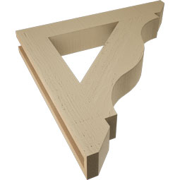 Ekena Millwork - BKTUR035X24X24FST06RCPR - Timberthane Faux Wood Funston Style Bracket, Slat Ends, 3 1/2"W x 24"D x 24"H, Primed Tan