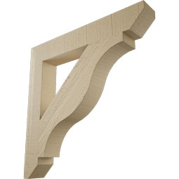 Ekena Millwork - BKTUR035X24X24FST06RCPR - Timberthane Faux Wood Funston Style Bracket, Slat Ends, 3 1/2"W x 24"D x 24"H, Primed Tan