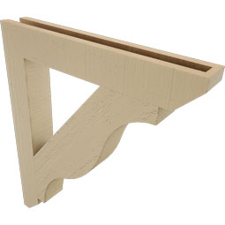 Ekena Millwork - BKTUR035X24X28FST06RCPR - Timberthane Faux Wood Funston Style Bracket, Slat Ends, 3 1/2"W x 24"D x 28"H, Primed Tan