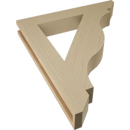 Ekena Millwork - BKTUR035X24X28FST06RCPR - Timberthane Faux Wood Funston Style Bracket, Slat Ends, 3 1/2"W x 24"D x 28"H, Primed Tan