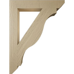 Ekena Millwork - BKTUR035X24X32FST06RCPR - Timberthane Faux Wood Funston Style Bracket, Slat Ends, 3 1/2"W x 24"D x 32"H, Primed Tan
