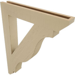 Ekena Millwork - BKTUR035X24X32FST06RCPR - Timberthane Faux Wood Funston Style Bracket, Slat Ends, 3 1/2"W x 24"D x 32"H, Primed Tan