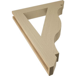 Ekena Millwork - BKTUR035X24X32FST06RCPR - Timberthane Faux Wood Funston Style Bracket, Slat Ends, 3 1/2"W x 24"D x 32"H, Primed Tan