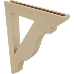 Ekena Millwork - BKTUR035X24X36FST06RCPR - Timberthane Faux Wood Funston Style Bracket, Slat Ends, 3 1/2"W x 24"D x 36"H, Primed Tan