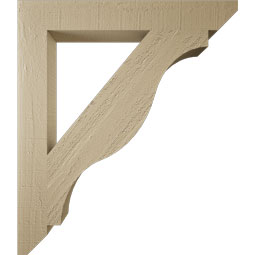 Ekena Millwork - BKTUR035X26X30FST06RCPR - Timberthane Faux Wood Funston Style Bracket, Slat Ends, 3 1/2"W x 26"D x 30"H, Primed Tan