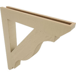 Ekena Millwork - BKTUR035X26X30FST06RCPR - Timberthane Faux Wood Funston Style Bracket, Slat Ends, 3 1/2"W x 26"D x 30"H, Primed Tan