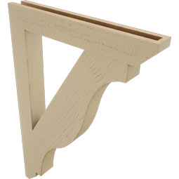 Ekena Millwork - BKTUR035X26X38FST06RCPR - Timberthane Faux Wood Funston Style Bracket, Slat Ends, 3 1/2"W x 26"D x 38"H, Primed Tan