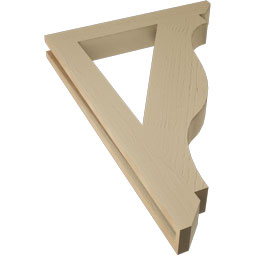 Ekena Millwork - BKTUR035X26X38FST06RCPR - Timberthane Faux Wood Funston Style Bracket, Slat Ends, 3 1/2"W x 26"D x 38"H, Primed Tan