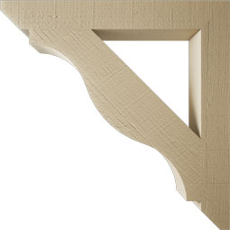 Ekena Millwork - BKTUR035X28X28FST06RCPR - Timberthane Faux Wood Funston Style Bracket, Slat Ends, 3 1/2"W x 28"D x 28"H, Primed Tan