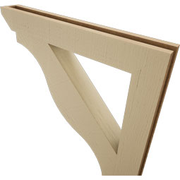 Ekena Millwork - BKTUR035X28X28FST06RCPR - Timberthane Faux Wood Funston Style Bracket, Slat Ends, 3 1/2"W x 28"D x 28"H, Primed Tan