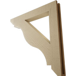 Ekena Millwork - BKTUR035X28X28FST06RCPR - Timberthane Faux Wood Funston Style Bracket, Slat Ends, 3 1/2"W x 28"D x 28"H, Primed Tan