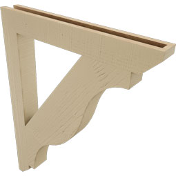 Ekena Millwork - BKTUR035X28X36FST06RCPR - Timberthane Faux Wood Funston Style Bracket, Slat Ends, 3 1/2"W x 28"D x 36"H, Primed Tan