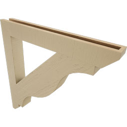 Ekena Millwork - BKTUR035X30X30FST06RCPR - Timberthane Faux Wood Funston Style Bracket, Slat Ends, 3 1/2"W x 30"D x 30"H, Primed Tan
