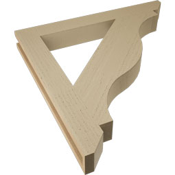 Ekena Millwork - BKTUR035X30X30FST06RCPR - Timberthane Faux Wood Funston Style Bracket, Slat Ends, 3 1/2"W x 30"D x 30"H, Primed Tan