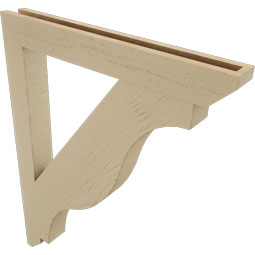 Ekena Millwork - BKTUR035X30X38FST06RCPR - Timberthane Faux Wood Funston Style Bracket, Slat Ends, 3 1/2"W x 30"D x 38"H, Primed Tan