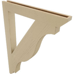Ekena Millwork - BKTUR035X30X42FST06RCPR - Timberthane Faux Wood Funston Style Bracket, Slat Ends, 3 1/2"W x 30"D x 42"H, Primed Tan
