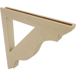 Ekena Millwork - BKTUR035X32X36FST06RCPR - Timberthane Faux Wood Funston Style Bracket, Slat Ends, 3 1/2"W x 32"D x 36"H, Primed Tan