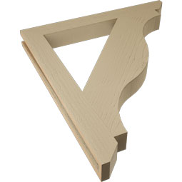 Ekena Millwork - BKTUR035X32X36FST06RCPR - Timberthane Faux Wood Funston Style Bracket, Slat Ends, 3 1/2"W x 32"D x 36"H, Primed Tan