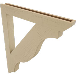 Ekena Millwork - BKTUR035X32X40FST06RCPR - Timberthane Faux Wood Funston Style Bracket, Slat Ends, 3 1/2"W x 32"D x 40"H, Primed Tan