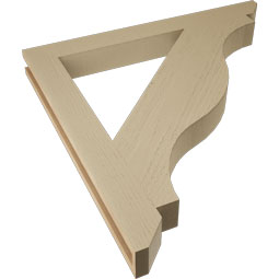 Ekena Millwork - BKTUR035X34X34FST06RCPR - Timberthane Faux Wood Funston Style Bracket, Slat Ends, 3 1/2"W x 34"D x 34"H, Primed Tan