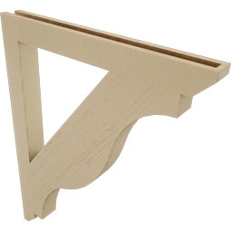 Ekena Millwork - BKTUR035X34X42FST06RCPR - Timberthane Faux Wood Funston Style Bracket, Slat Ends, 3 1/2"W x 34"D x 42"H, Primed Tan