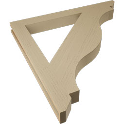 Ekena Millwork - BKTUR035X36X36FST06RCPR - Timberthane Faux Wood Funston Style Bracket, Slat Ends, 3 1/2"W x 36"D x 36"H, Primed Tan