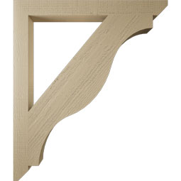 Ekena Millwork - BKTUR035X36X42FST06RCPR - Timberthane Faux Wood Funston Style Bracket, Slat Ends, 3 1/2"W x 36"D x 42"H, Primed Tan