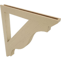 Ekena Millwork - BKTUR035X36X42FST06RCPR - Timberthane Faux Wood Funston Style Bracket, Slat Ends, 3 1/2"W x 36"D x 42"H, Primed Tan